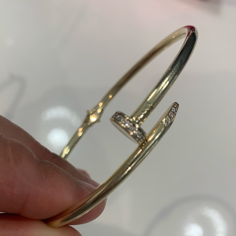 14k CARTIER CLAVÓ PULCERA TALLA 16 COMPLETA MENTE ORO CLAVO BRASALET